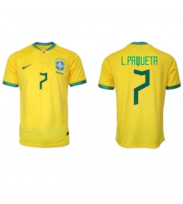 Brasilien Lucas Paqueta #7 Replika Hjemmebanetrøje VM 2022 Kortærmet